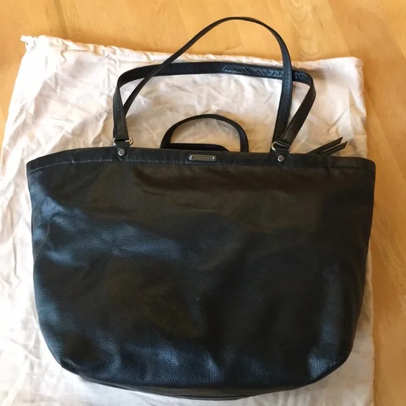 REBECCA MINKOFF | Large Black Leather Tote / Weekender Bag - Picture 12 of 16